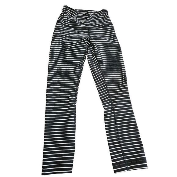 Lululemon Wunder Under Crop (High-Rise) *21" SZ 2 Stripe Black White - Picture 5 of 9